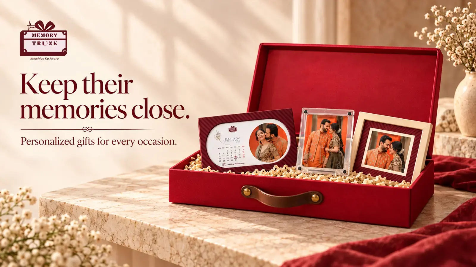 The Memory Trunk Co. Shopify website case study by Tameta Tech for personalized gifting and online shopping.