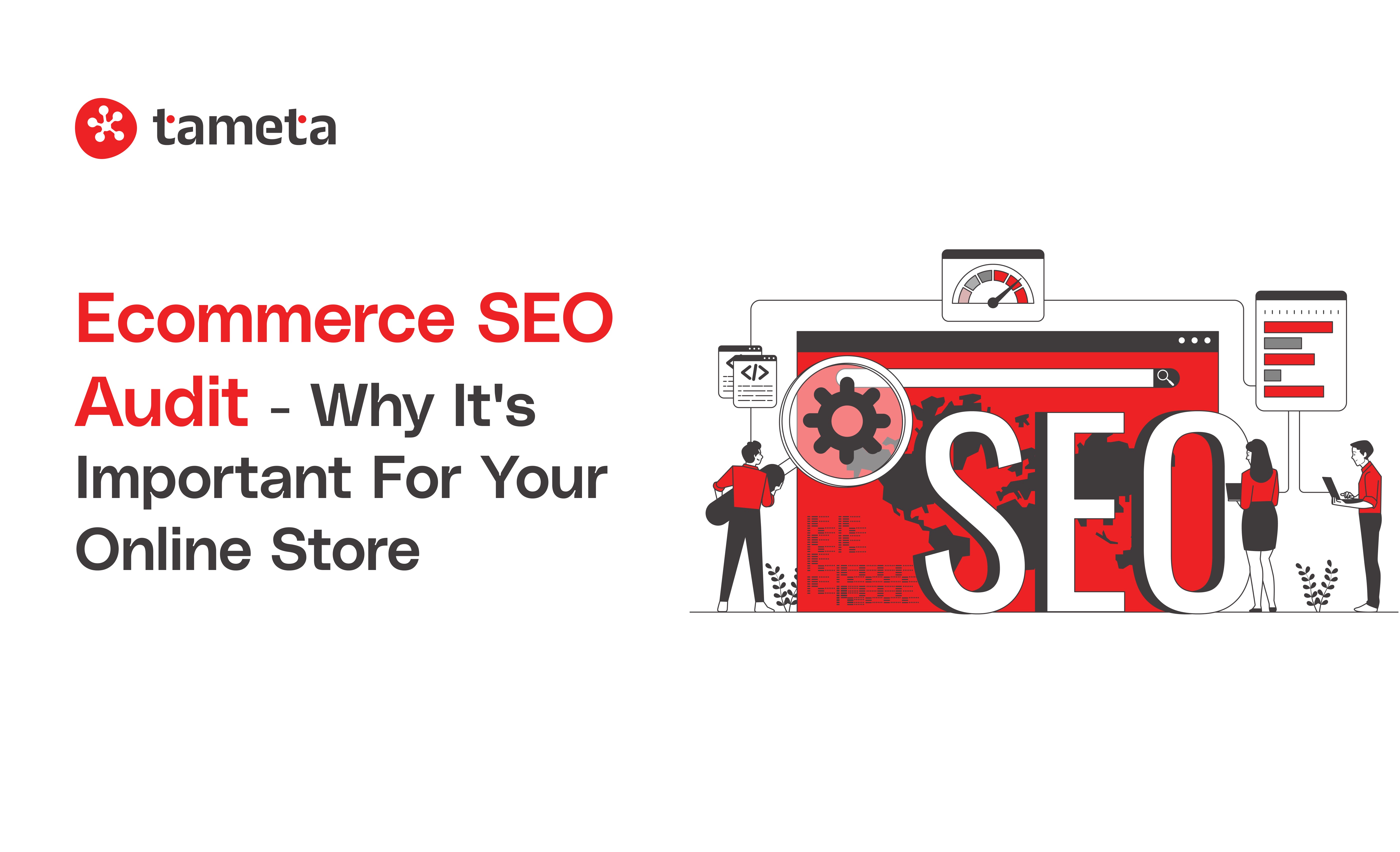 Ecommerce SEO Audit process showing website analysis and optimization for online stores.