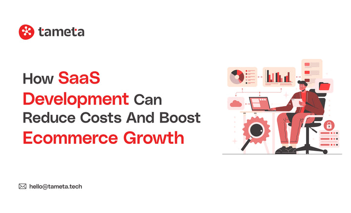 SaaS development for ecommerce growth showing an online store dashboard and business analytics insights.