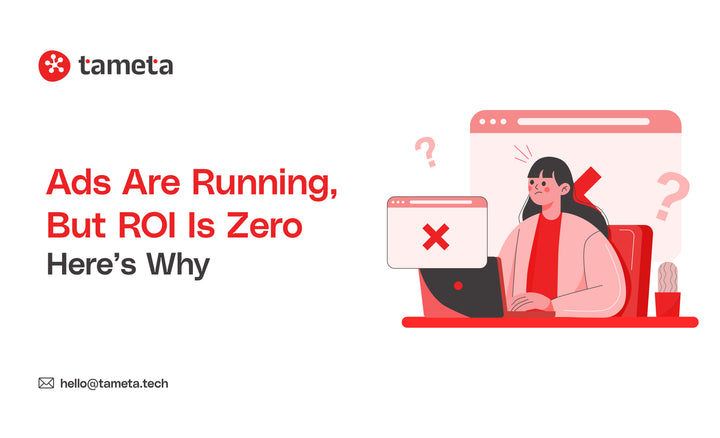 Ads getting clicks but no conversions on ecommerce store dashboard, marketer analysing low ROI and broken sales funnel metrics
