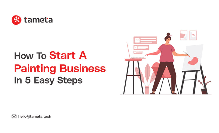 Guide showing beginners how to Start a Painting Business with simple steps for creating and selling art online.