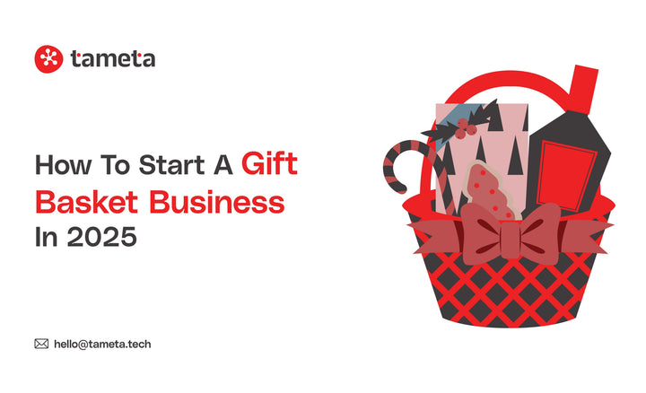 Beautiful gift basket ready to start a gift basket business in 2025 with Tameta Tech support.