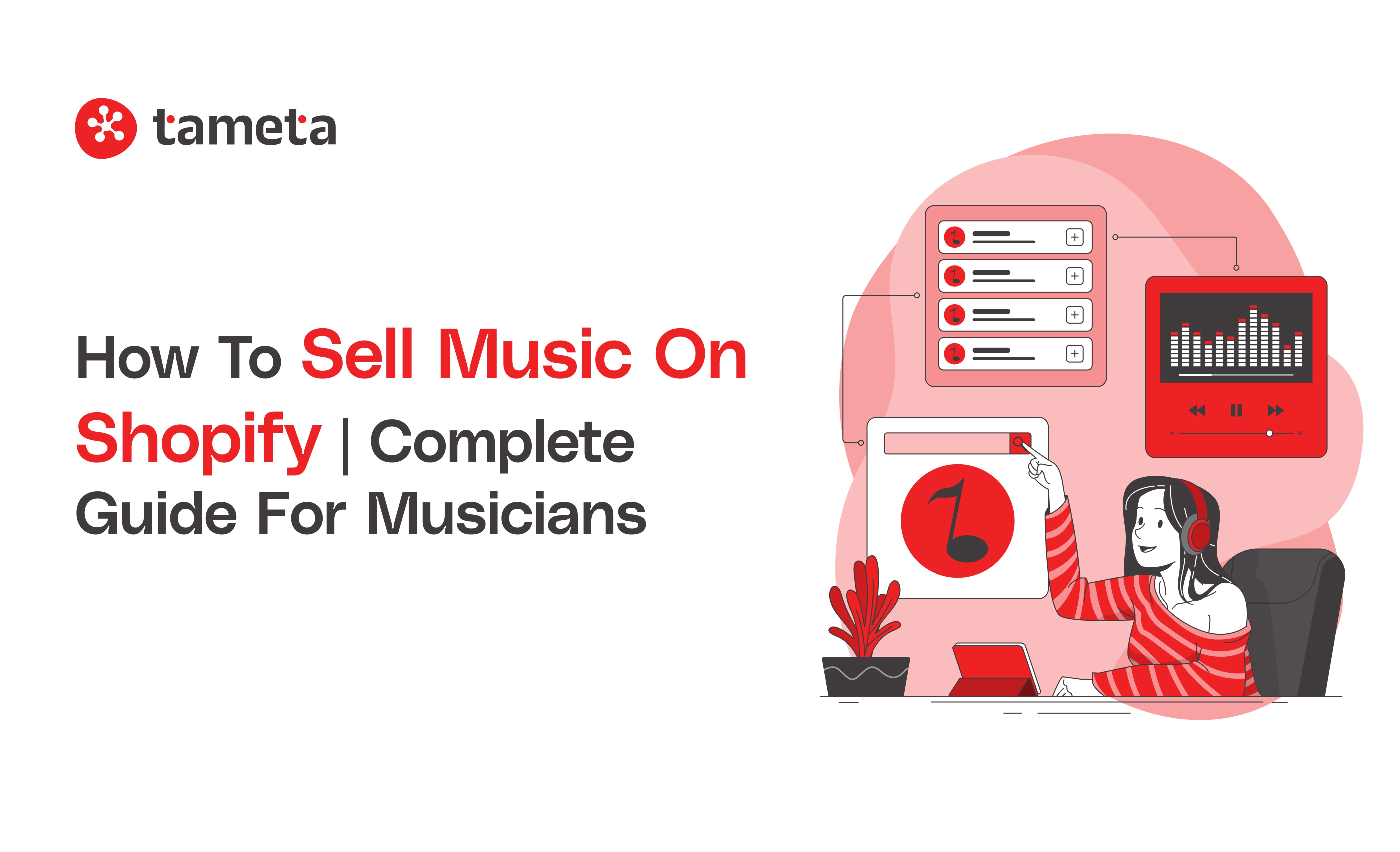Musician setting up store to sell music on Shopify with laptop and headphones.