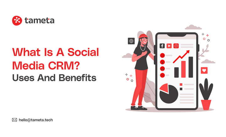 eCommerce business owner using Social Media CRM dashboard to manage customers, track sales, and build stronger online relationships.