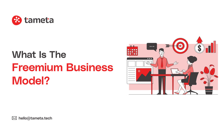 Illustration showing how the Freemium Business Model helps eCommerce apps grow and convert users.