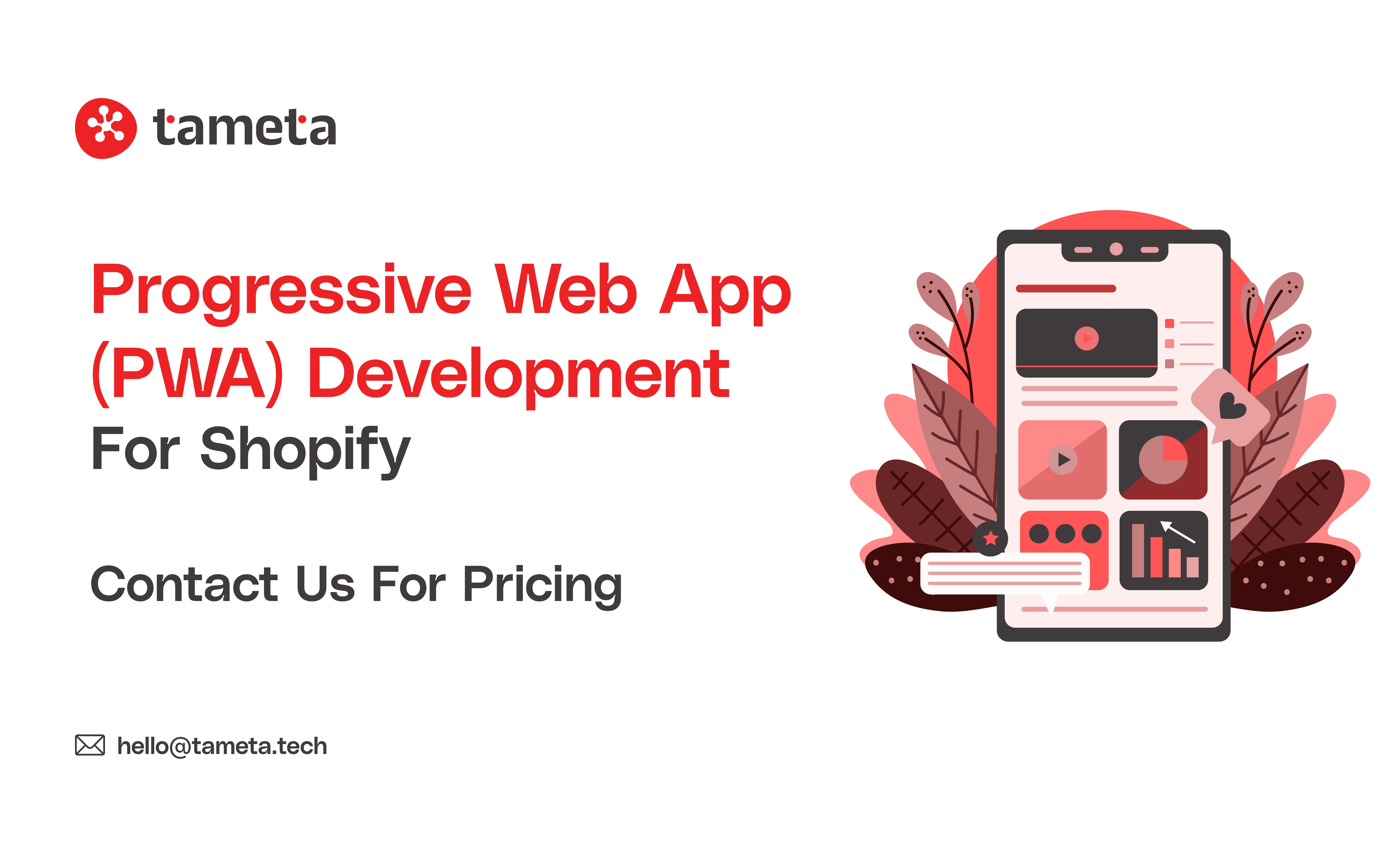 Progressive Web App (PWA) Development for Shopify store by Tameta Tech, boosting Ecommerce conversions with fast mobile experience