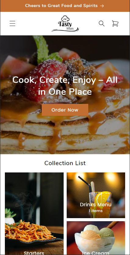 Tasty Treats: Mobile View Free Shopify Themes